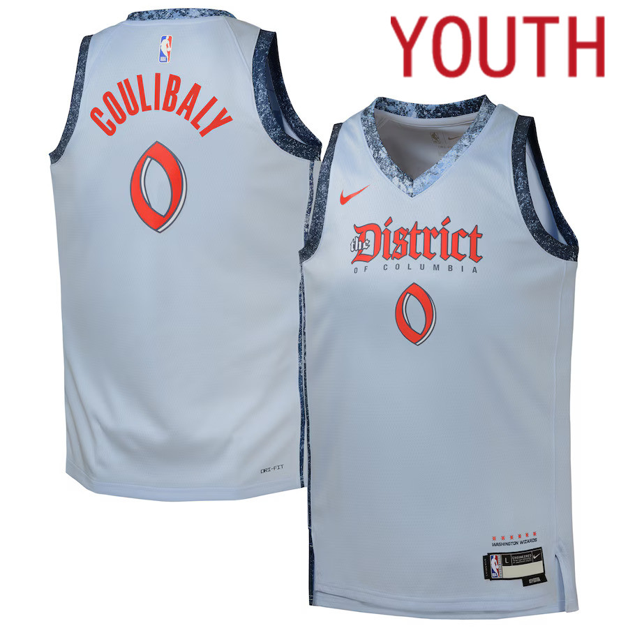 Youth Washington Wizards #0 Bilal Coulibaly Nike Light Blue City Edition 2024-25 Swingman Player NBA Jersey->customized nba jersey->Custom Jersey